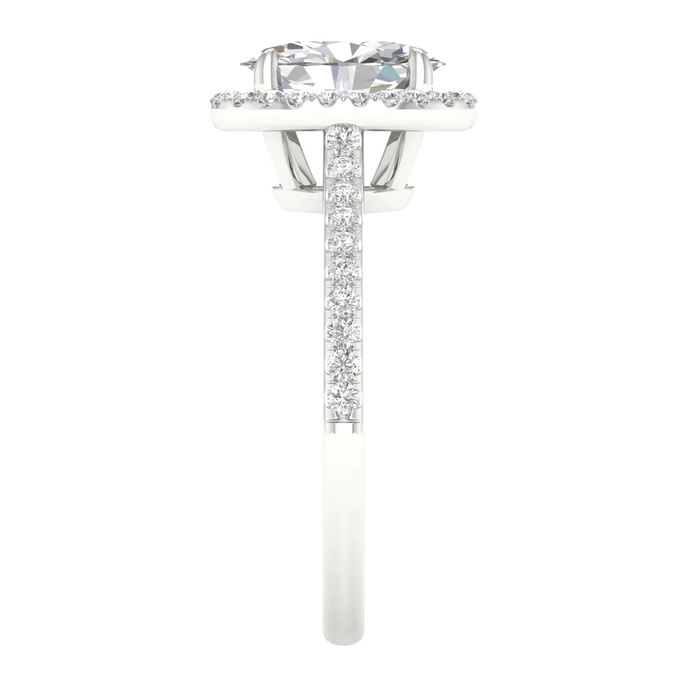 14K White Gold 1.80ctw Oval Lab Grown Diamond Halo Engagement Ring