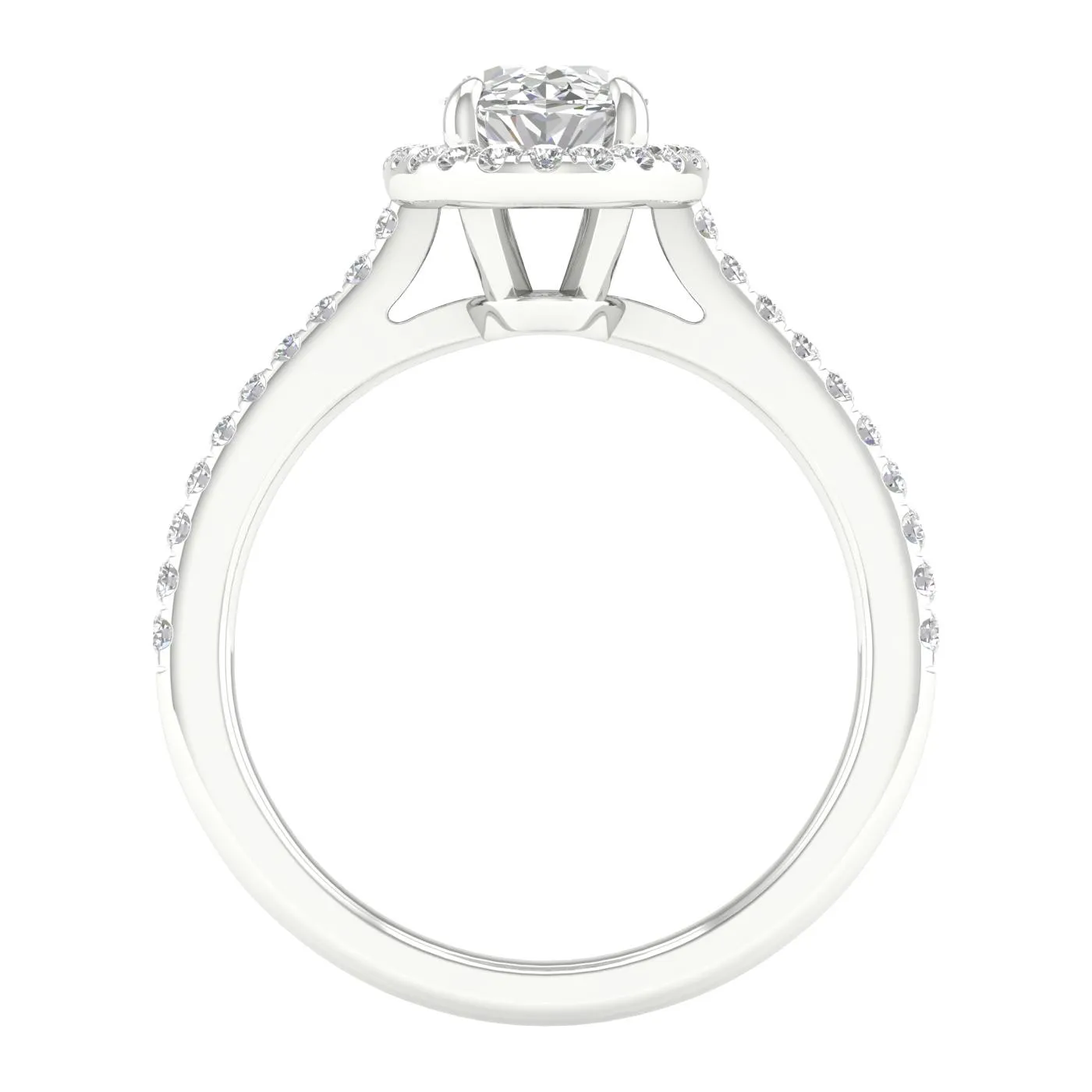 14K White Gold 1.80ctw Oval Lab Grown Diamond Halo Engagement Ring