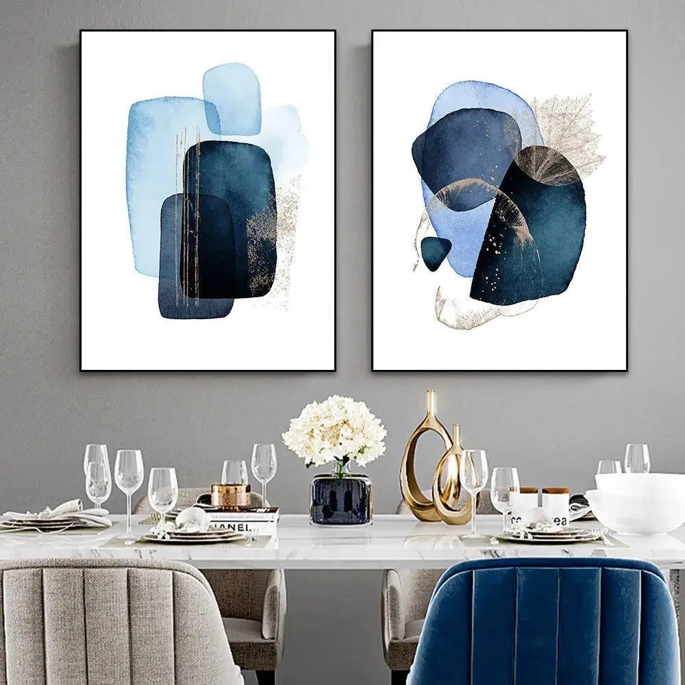 3 Piece Gorgeous Blue Abstract Framed Canvas Wall Art