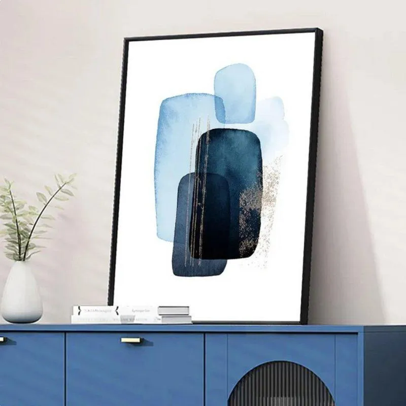 3 Piece Gorgeous Blue Abstract Framed Canvas Wall Art