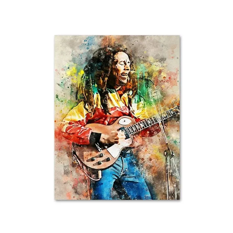 Abstract Bob Marley Art: Canvas Painting Prints Artwork Reggae Music Legend