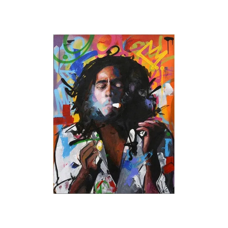 Abstract Bob Marley Art: Canvas Painting Prints Artwork Reggae Music Legend