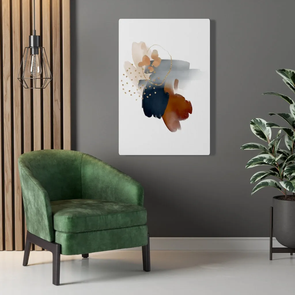 Abstract Canvas Art | Navy Blue White Grey Brown