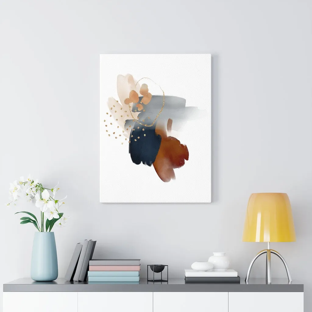 Abstract Canvas Art | Navy Blue White Grey Brown