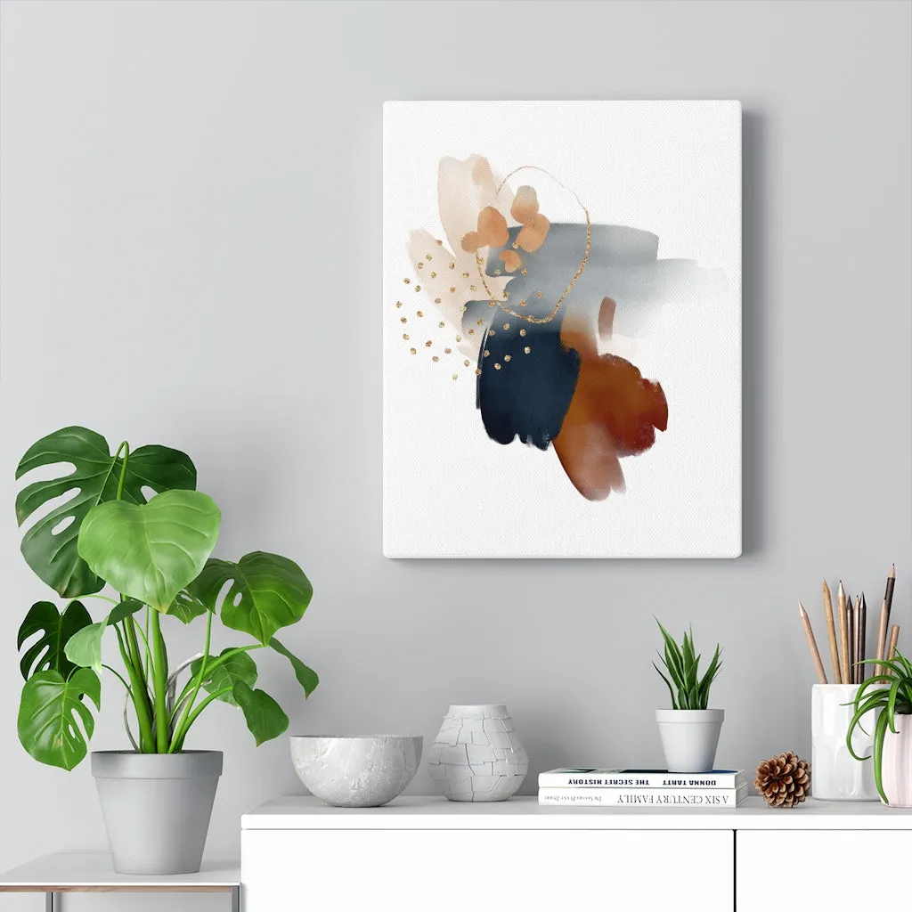 Abstract Canvas Art | Navy Blue White Grey Brown