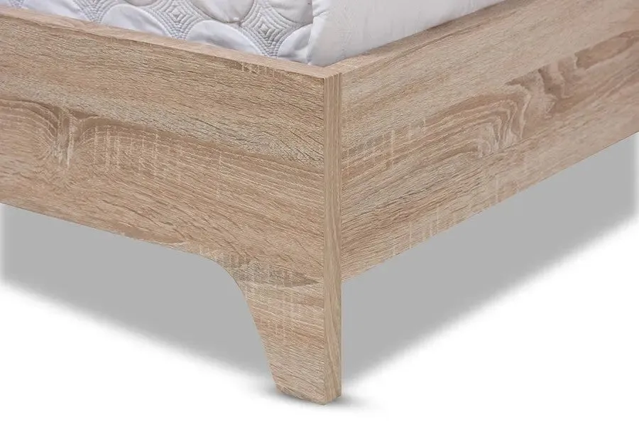 Adelia Light Grey Whitewash Platform Bed w/Grid Tufted Headboard (Full)