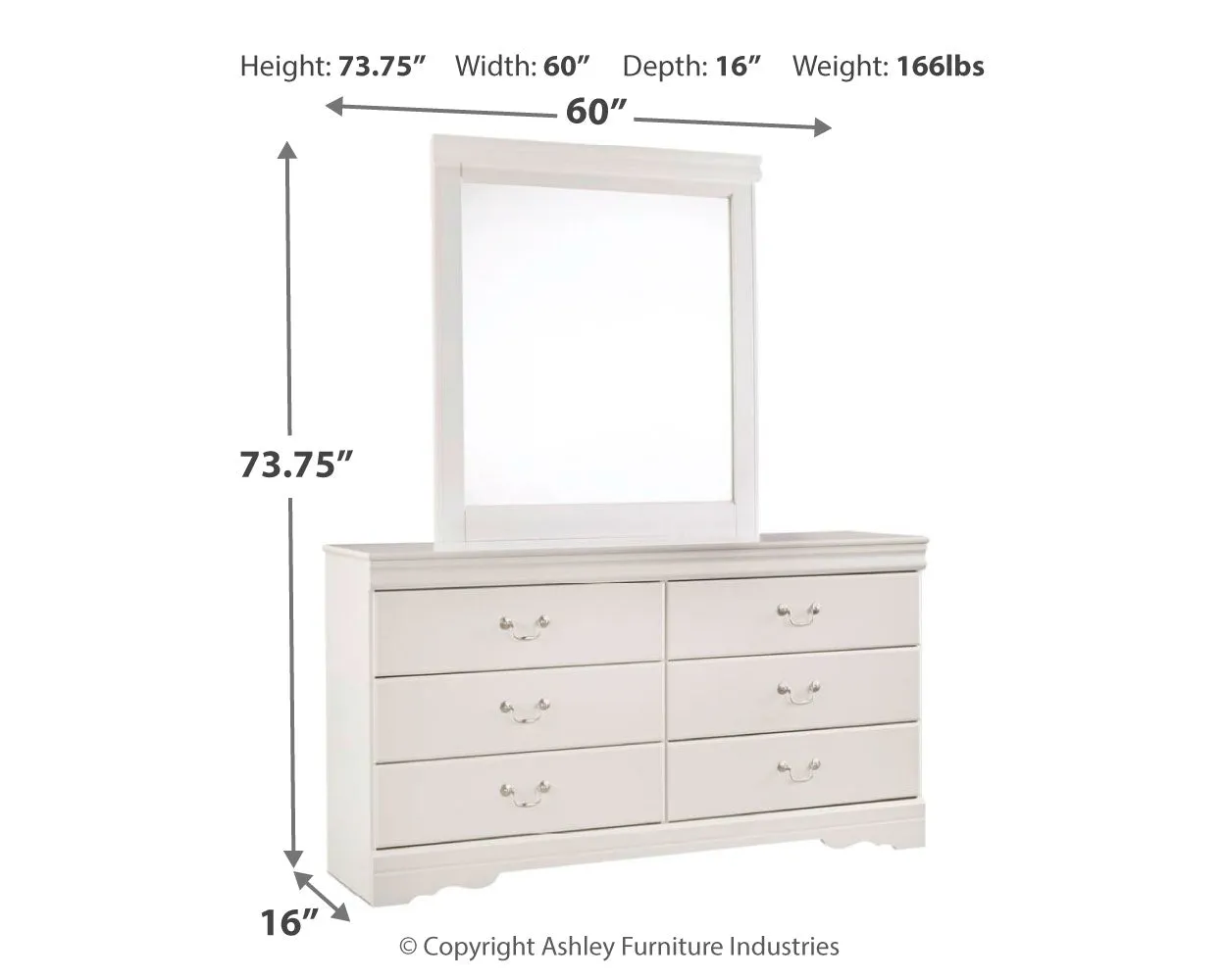 Anarasia Queen Sleigh Headboard Bed with Mirrored Dresser, Chest and 2 Nightstands