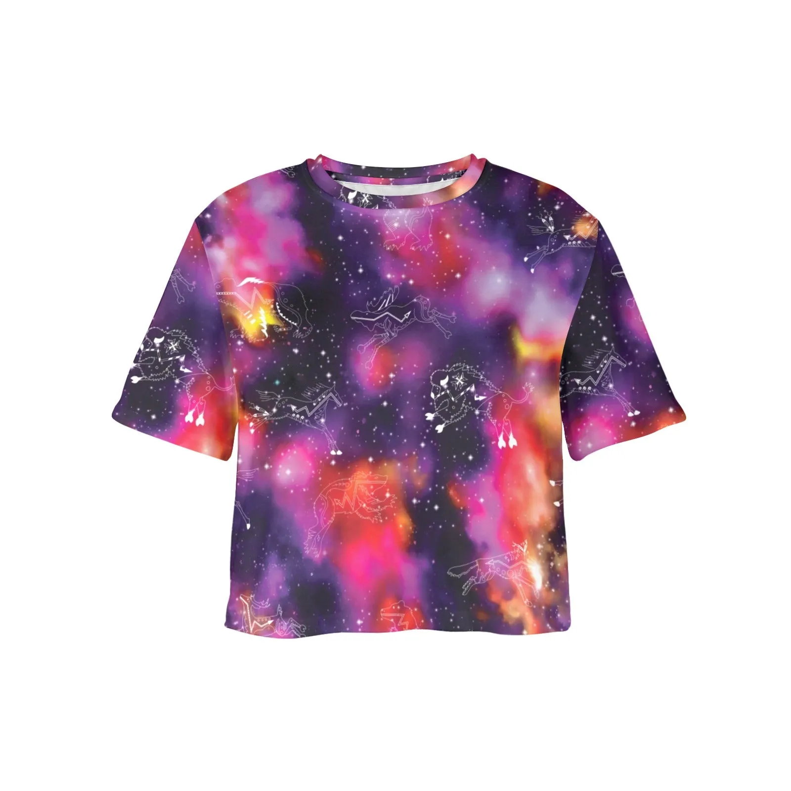 Animal Ancestors 9 Cosmic Swirl Purple and Red Women's Cropped T-shirt