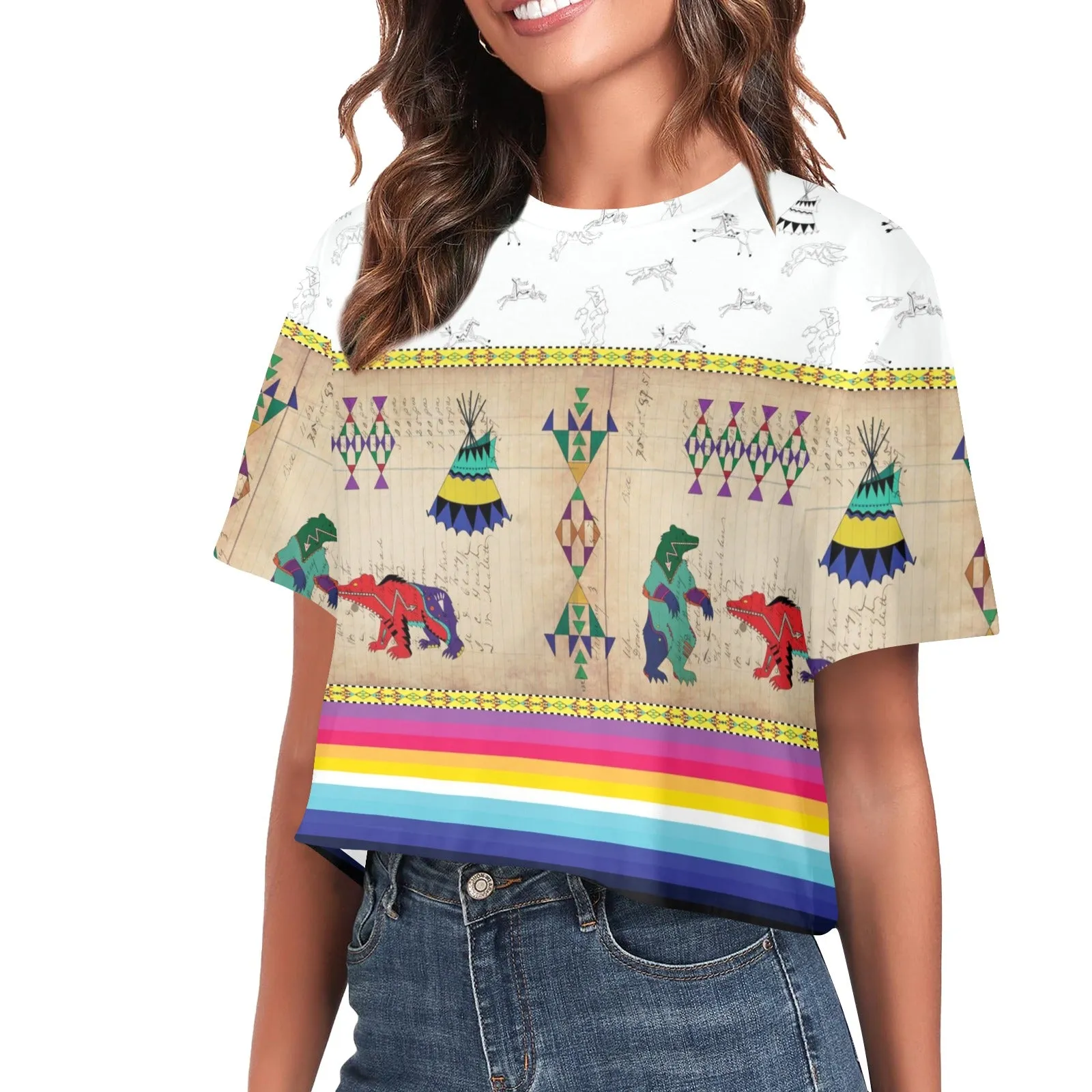Bear Ledger White Clay Women's Cropped T-shirt