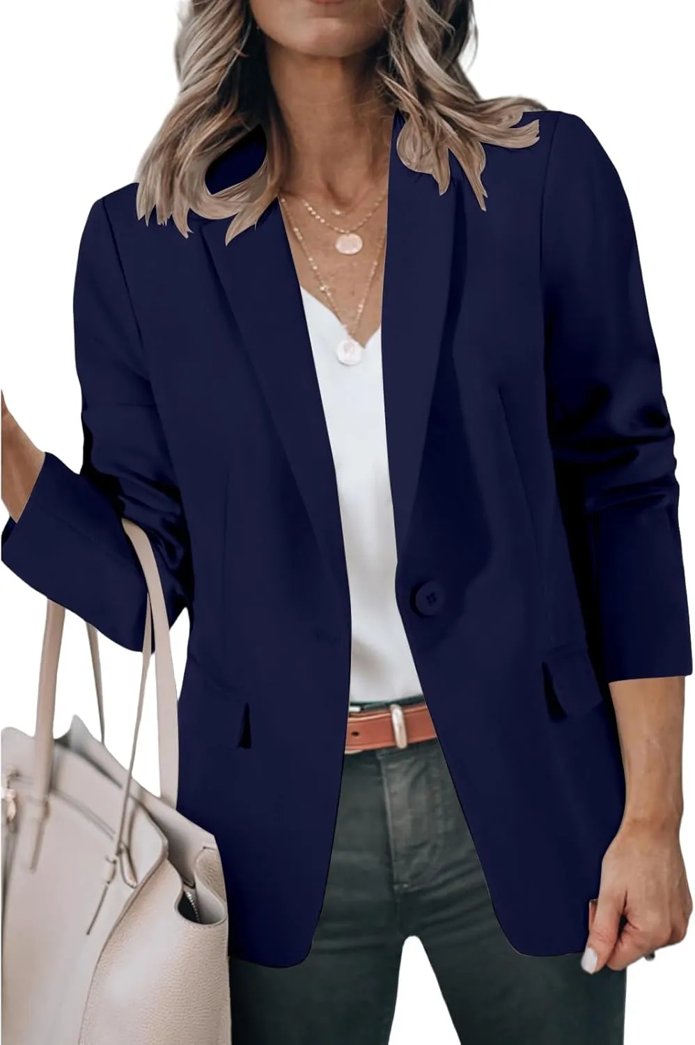 Blazers for Women Business Casual Open Front Long Sleeve Notch Lapel Office Blazer Jacket Work Office Suit Jackets Top