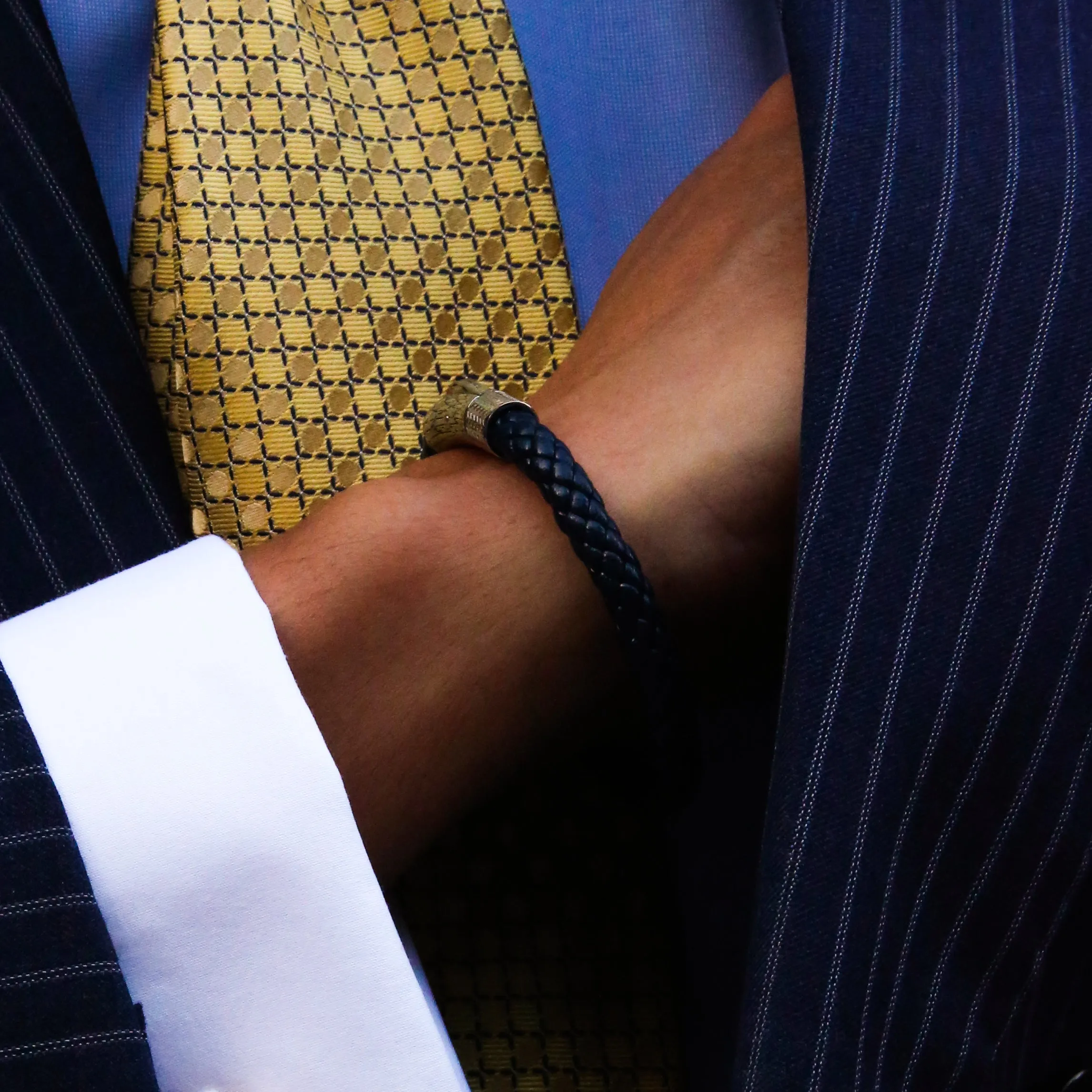 Blue Leather Bracelet
