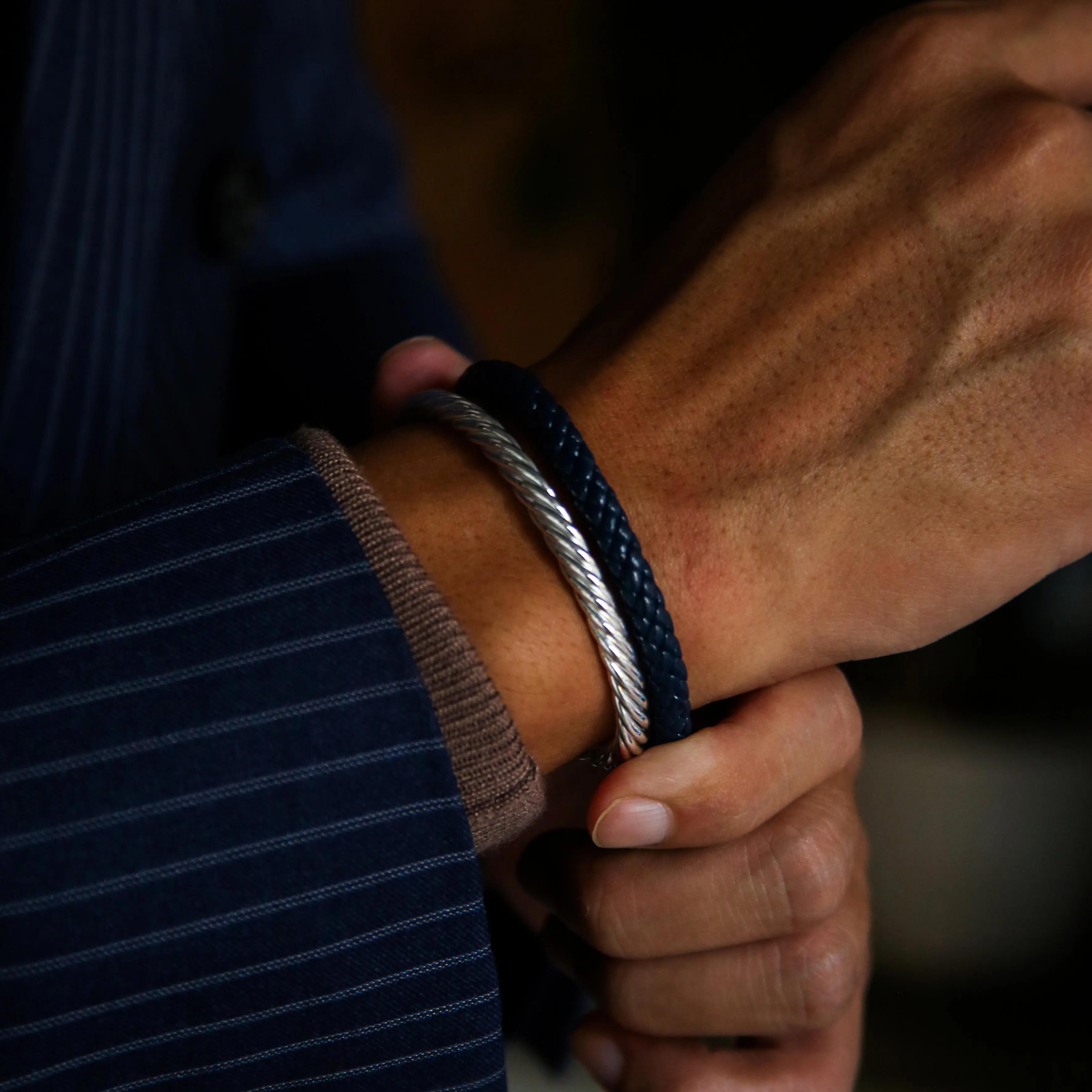 Blue Leather Bracelet