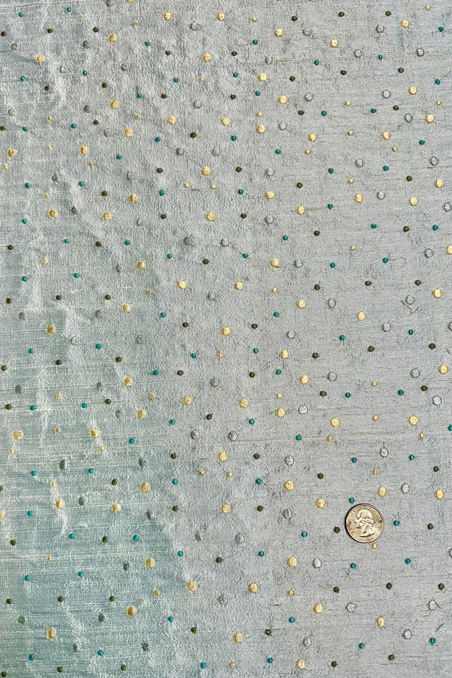 Blue/Multicolor Embroidered Dupioni Silk