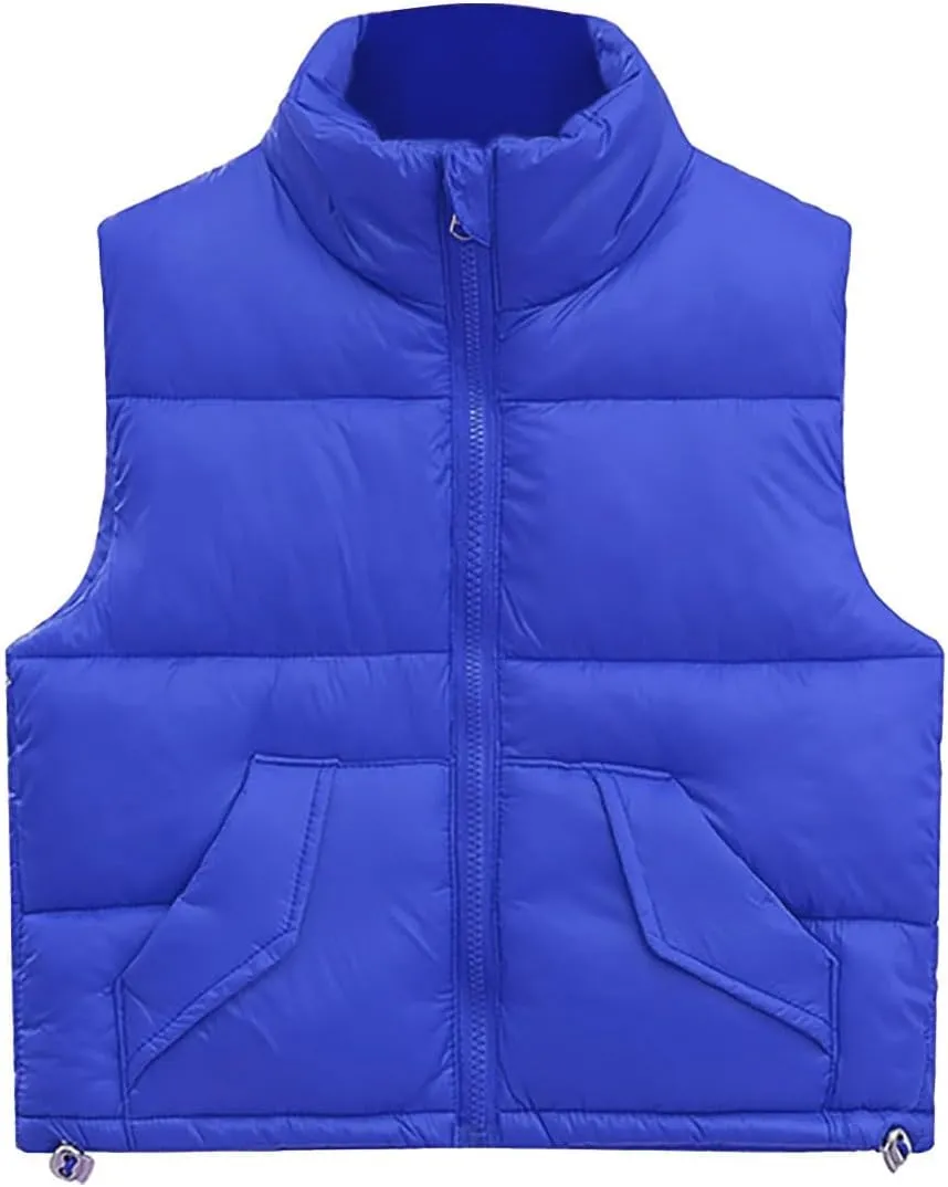 Boys Vest Puffer Baby Girls Winter Down Cotton Vest With Warm Outwear Coat Kids Stand Collar Down Puffy Vest