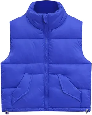 Boys Vest Puffer Baby Girls Winter Down Cotton Vest With Warm Outwear Coat Kids Stand Collar Down Puffy Vest