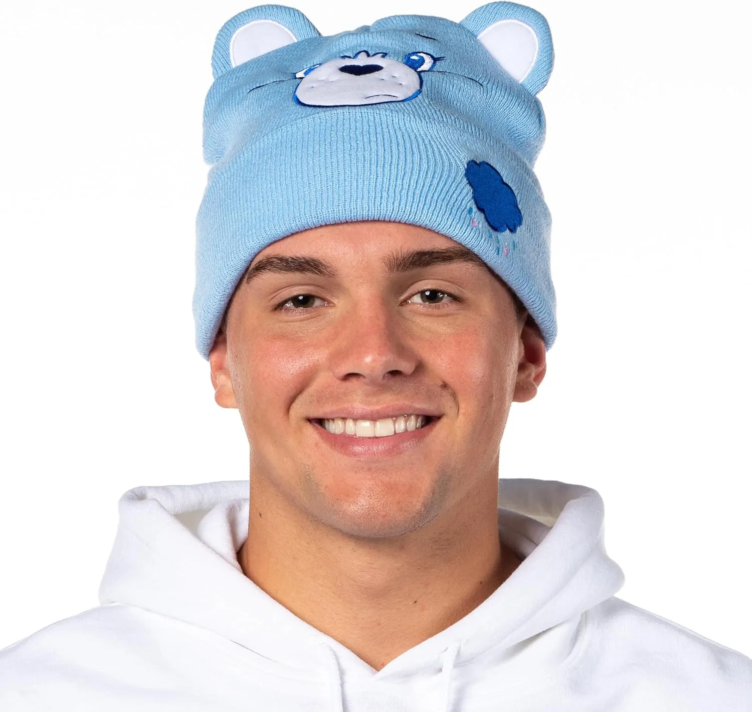 Care Bears Embroidered Face Belly Badges 3D Ears Cuff Knit Adult Beanie