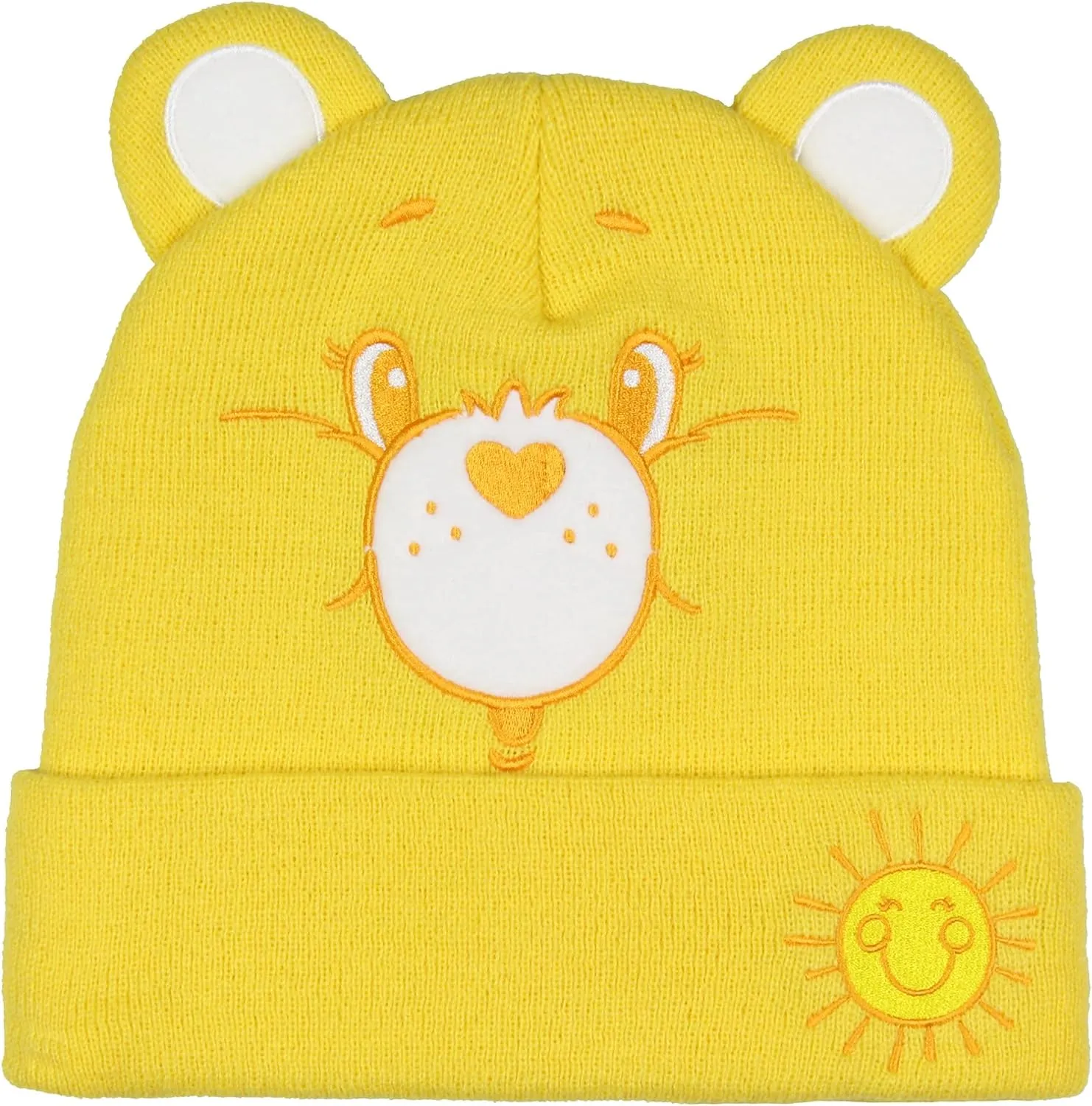 Care Bears Embroidered Face Belly Badges 3D Ears Cuff Knit Adult Beanie