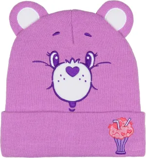 Care Bears Embroidered Face Belly Badges 3D Ears Cuff Knit Adult Beanie