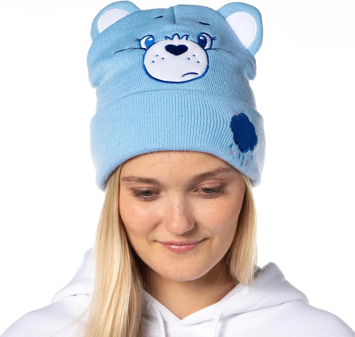 Care Bears Embroidered Face Belly Badges 3D Ears Cuff Knit Adult Beanie