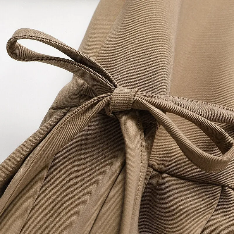 Casual Patchwork Pleated Dress For Women Notched Long Sleeve Irregular Hem Elegant Dresses Female Fashion