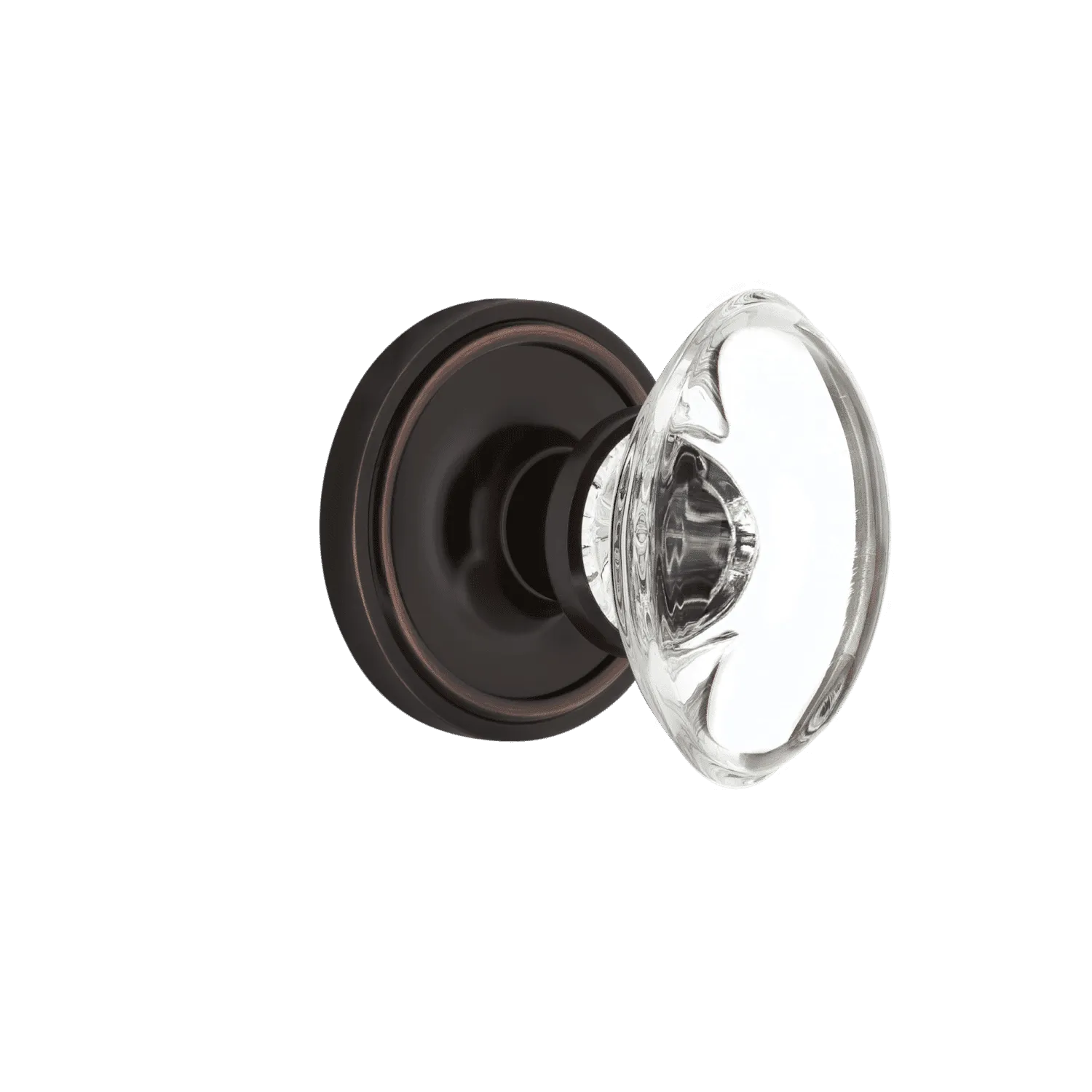 Classic Rosette with Oval Clear Crystal Knob in Timeless Bronze