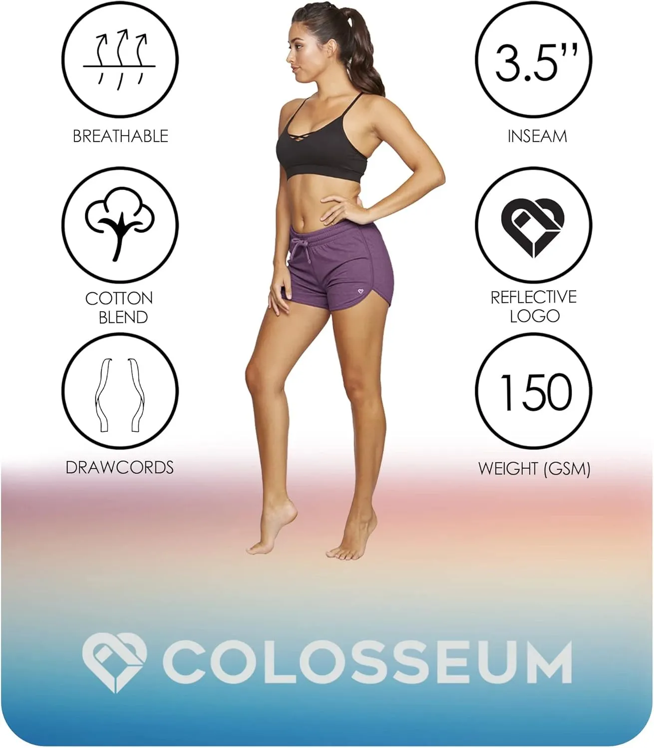 COLOSSEUM Active Women's Simone Cotton Blend Yoga and Running Short