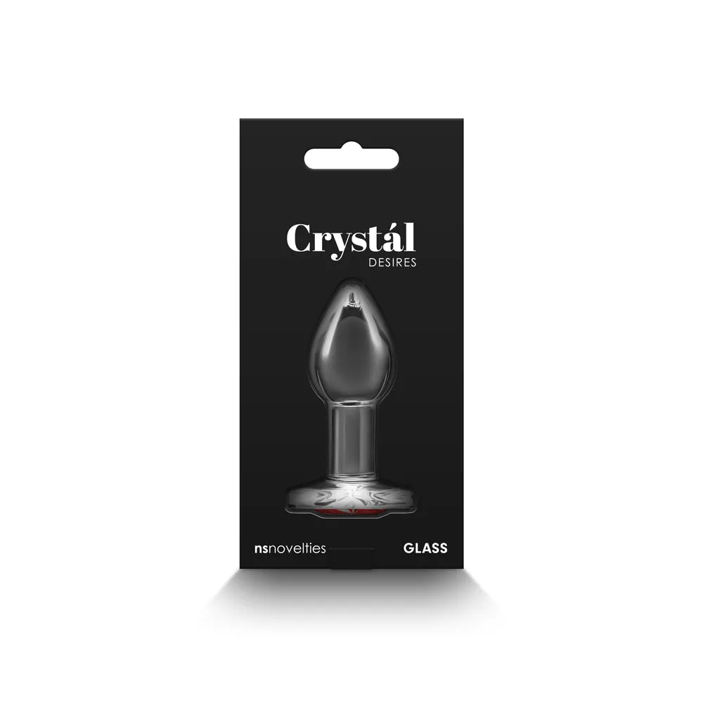 Crystal Desires Glass Heart Gem Butt Plug Small - Red