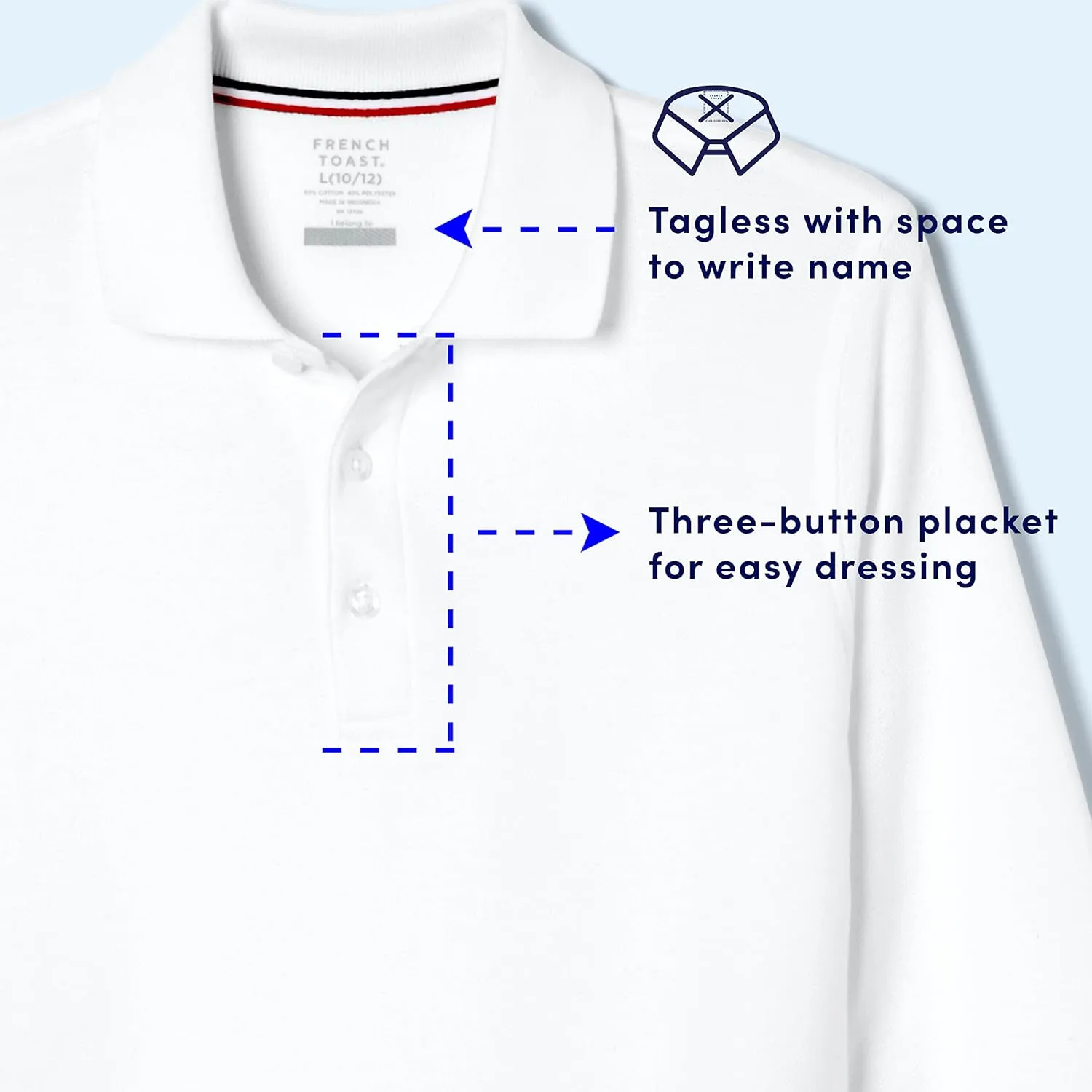 French Toast Men's Long Sleeve Cotton Blend Pique Polo Shirt