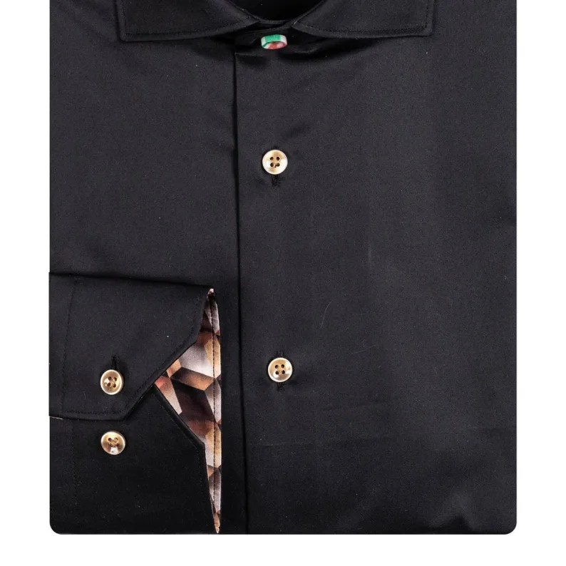 Giordano Fine Twill Cotton Modern Fit Semi Cutaway Shirt Black 327896