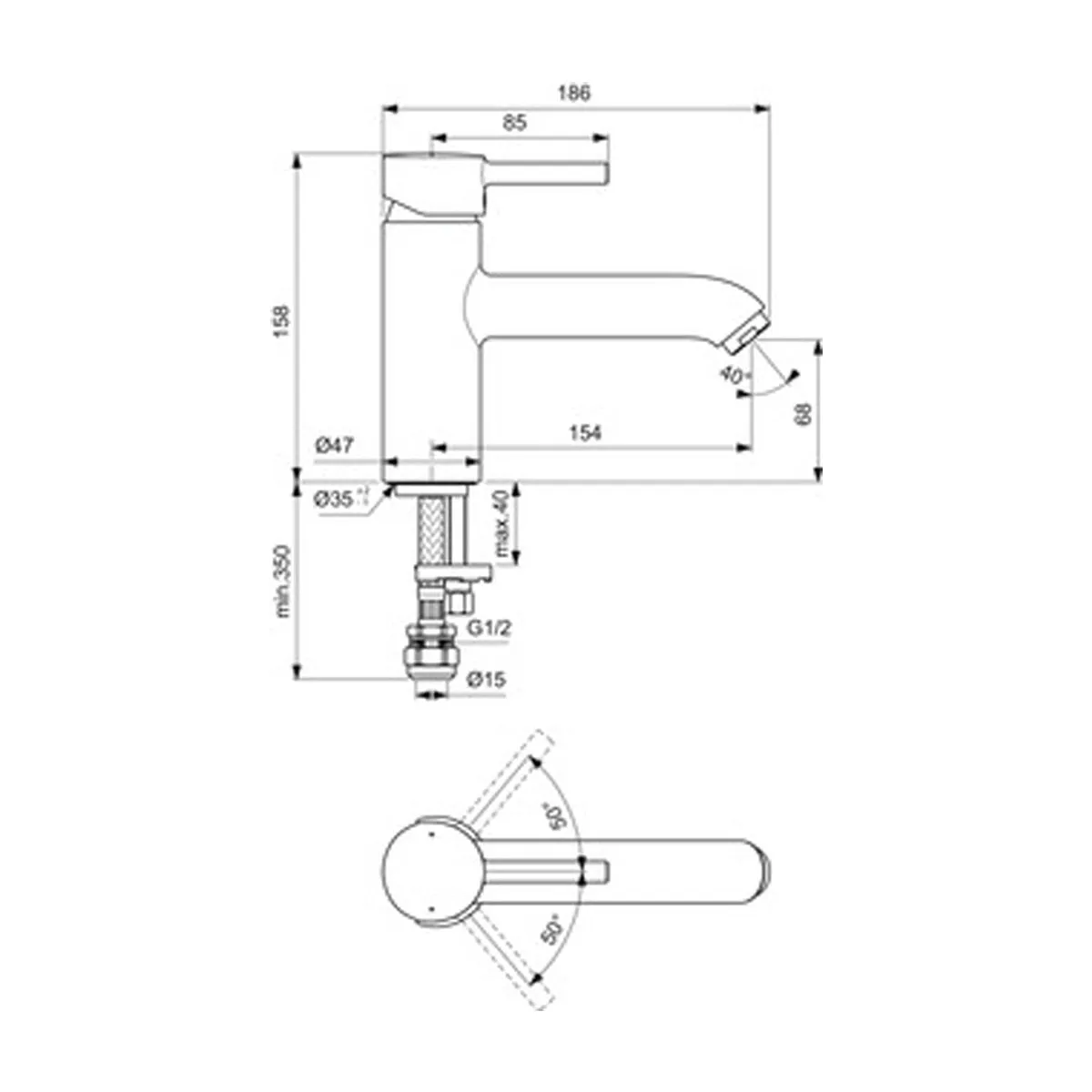 Ideal Standard Ceraline Single Lever Bath Filler - BC190AA