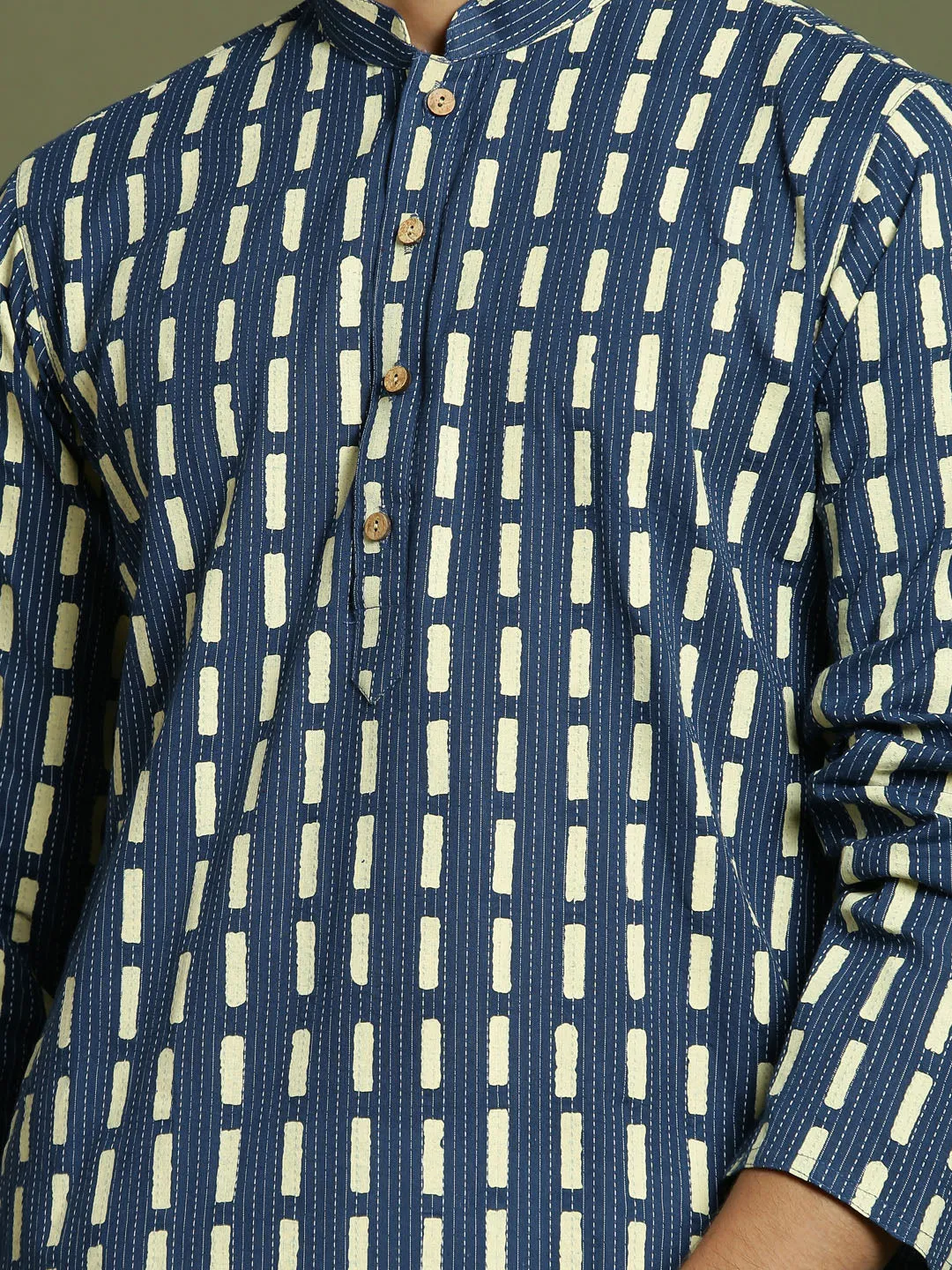 Jashvi Boys Indigo Rubber Print Kurta