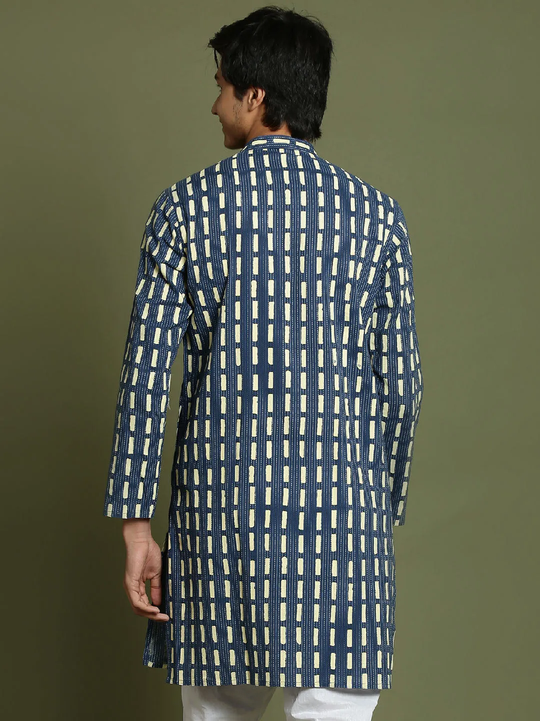 Jashvi Boys Indigo Rubber Print Kurta