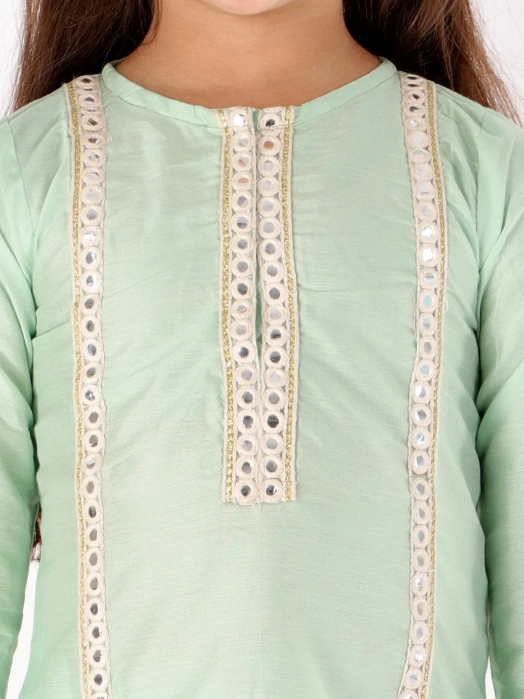 Jashvi Mint Green Color Viscose Kurta Pyjama Siblings Set