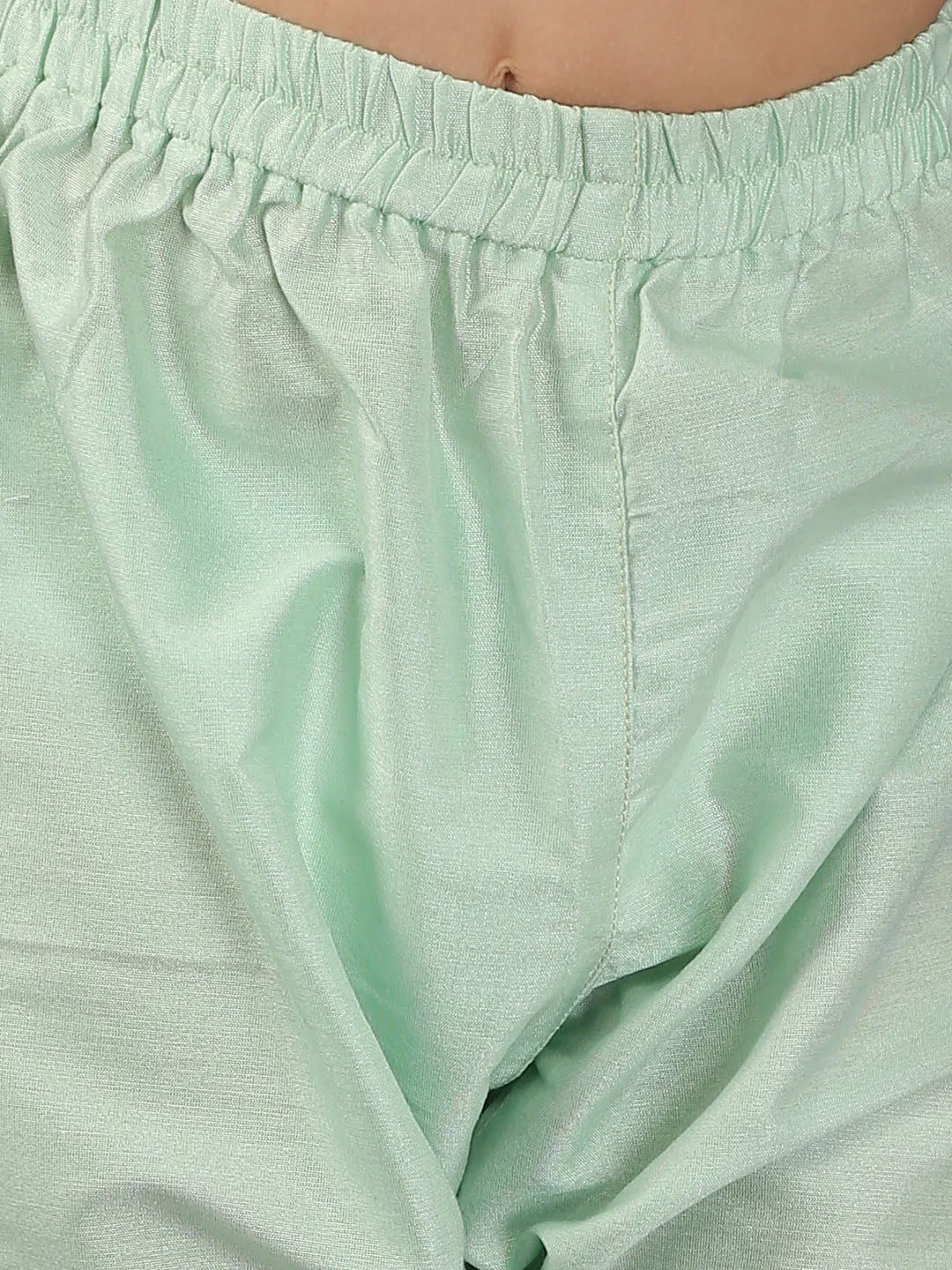 Jashvi Mint Green Color Viscose Kurta Pyjama Siblings Set