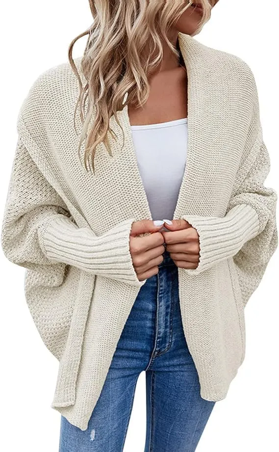 KELYWELL Oversized Cardigan Sweaters for Women's Chunky Knit Kimono Slouchy Wrap Batwing Open Front Outwear Coat
