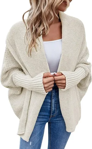 KELYWELL Oversized Cardigan Sweaters for Women's Chunky Knit Kimono Slouchy Wrap Batwing Open Front Outwear Coat