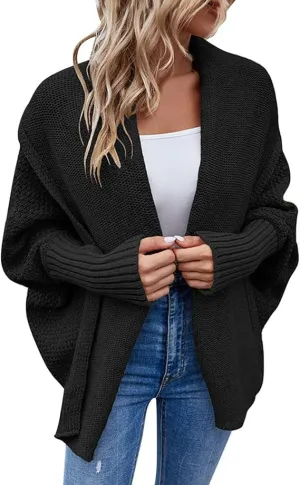 KELYWELL Oversized Cardigan Sweaters for Women's Chunky Knit Kimono Slouchy Wrap Batwing Open Front Outwear Coat