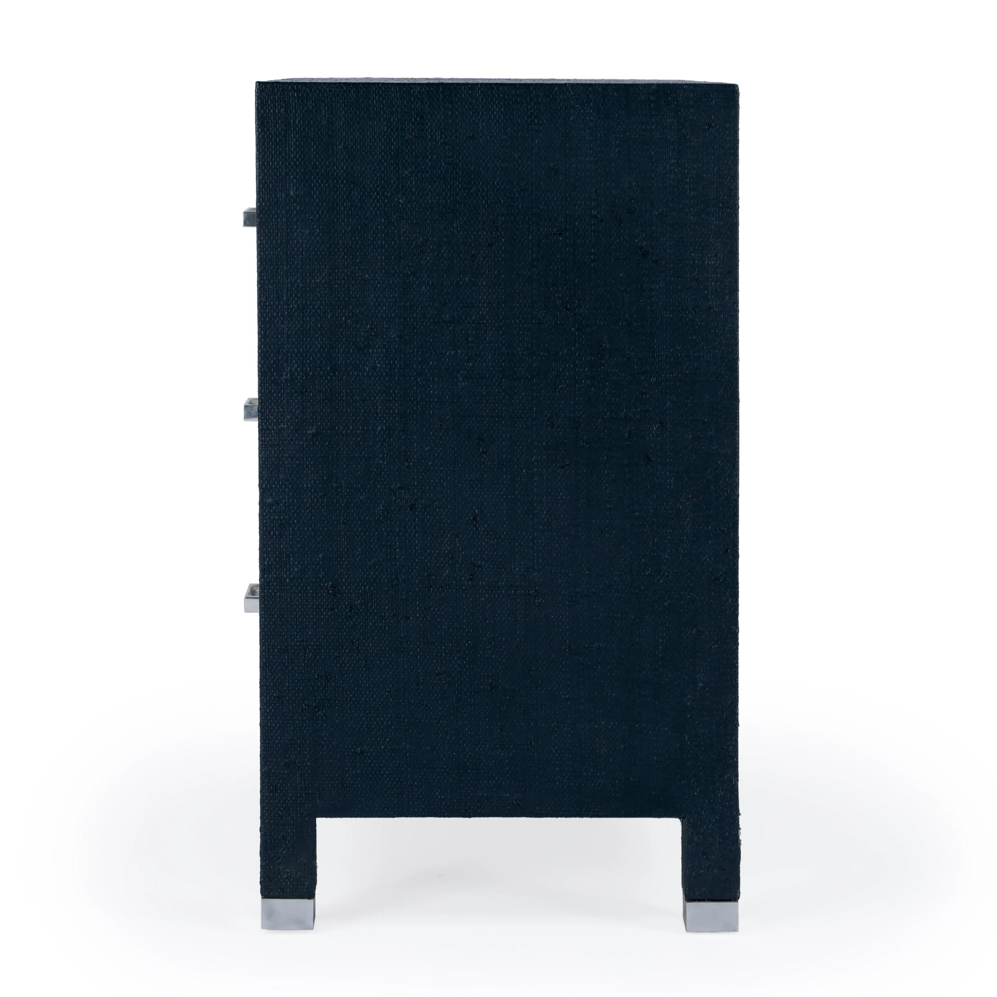Keros Raffia  3 Drawer Nightstand in Navy and White  5610350