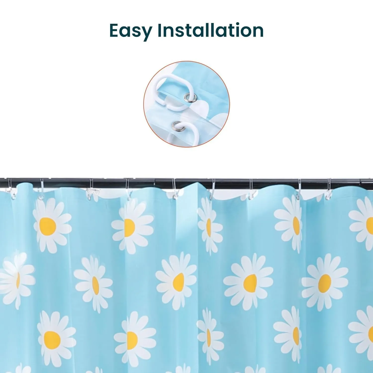 Kuber IndustriesSoft Texture Bath Curtain|Natural Drape Waterproof Shower Curtain 6 Feet|Pack of 6|Blue