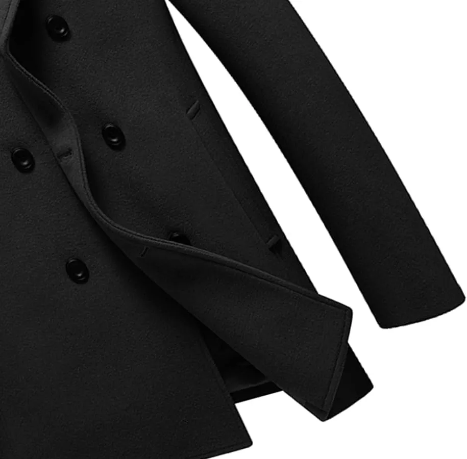 Lavnis Men's Winter Wool Coats Slim Fit Single Breasted Trench Jacket Woolen Pea Coat
