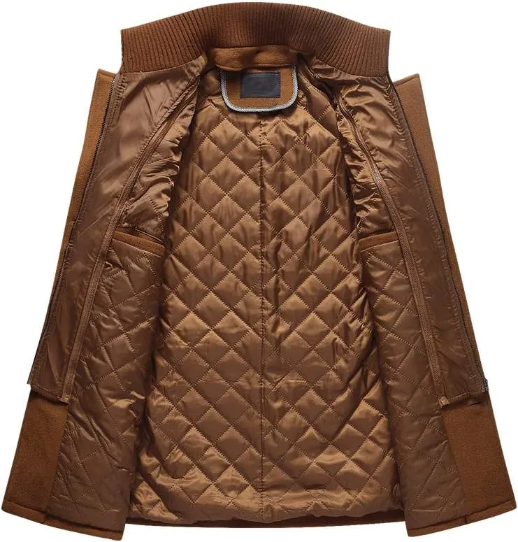 Lavnis Men's Winter Wool Coats Slim Fit Single Breasted Trench Jacket Woolen Pea Coat