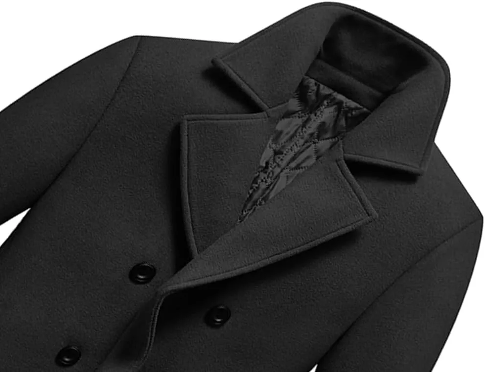 Lavnis Men's Winter Wool Coats Slim Fit Single Breasted Trench Jacket Woolen Pea Coat