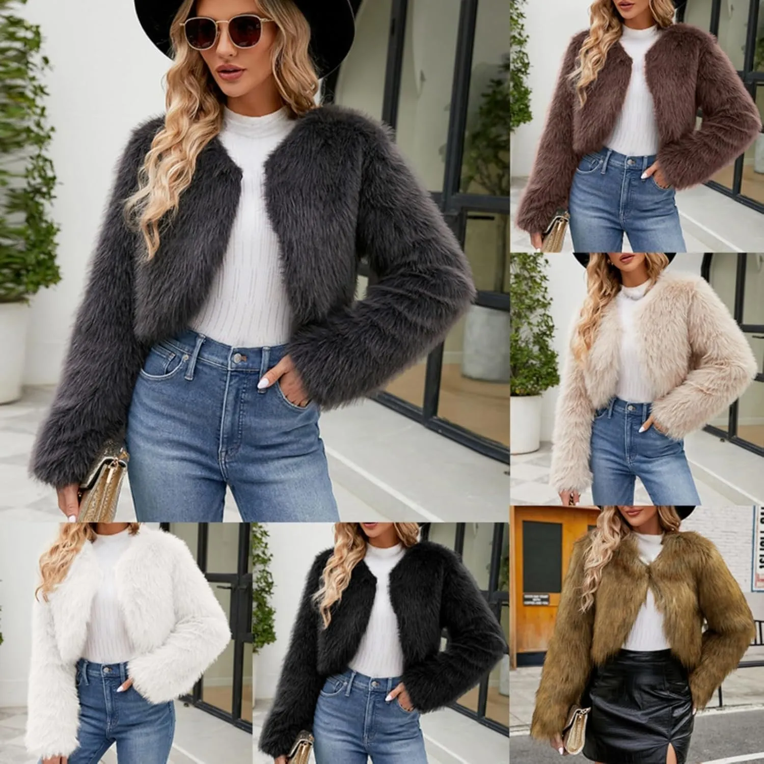 LCMTWX Faux Fur Coat Women Fashion Faux Superficial Knowledge Long Sleeve Fleece Shaggy Lightweight Fall Faux Fur Ken Fur