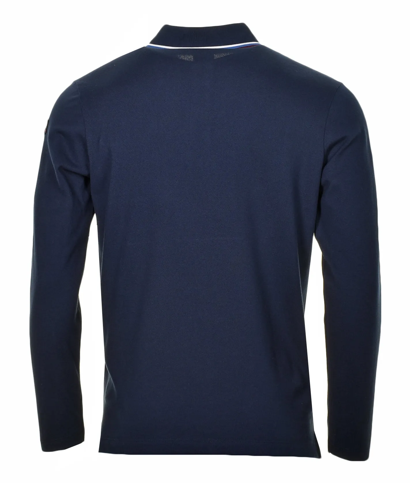 Long Sleeve Stripe Collar Polo Shirt Navy