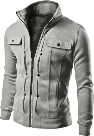 Mens Jacket,Plus Size Lightweight Zipper Sweatshirts Slim Fit Casual Stand Collar Fall Winter Jacket Outwear Tops