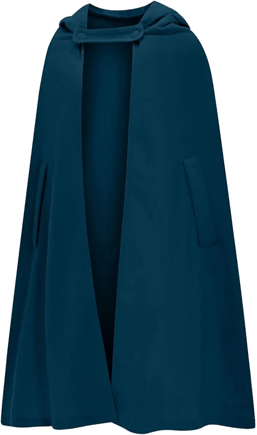 NATHGAM Women's Wool Blend Hooded Capes Baggy Fall Winter Windproof Cloaks Plus Size Cute Thicken Warm Maxi Cardigan Coats