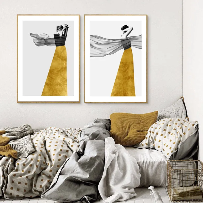 Nordic Poster Women Figure Wall Art Canvas Prints Unframed