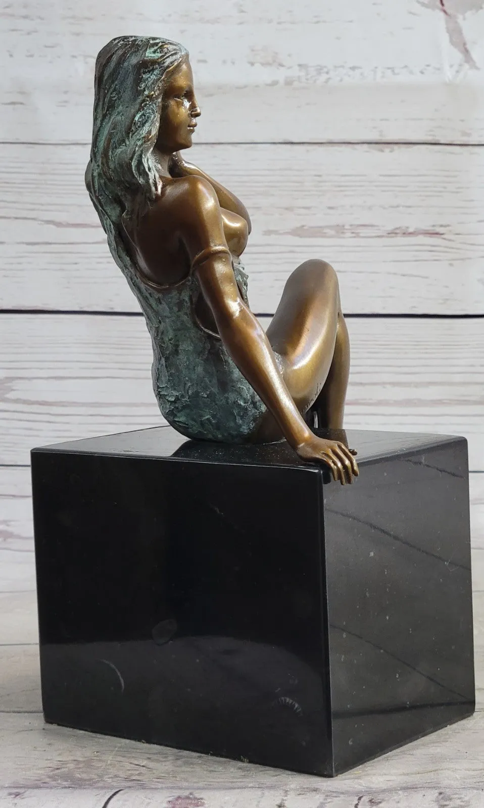 Nude Girl Real Bronze Sculpture Hot Sexy Erotic Original Signed Home Art Decor