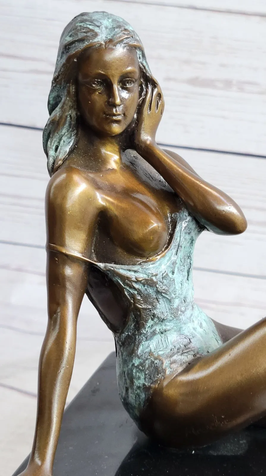 Nude Girl Real Bronze Sculpture Hot Sexy Erotic Original Signed Home Art Decor