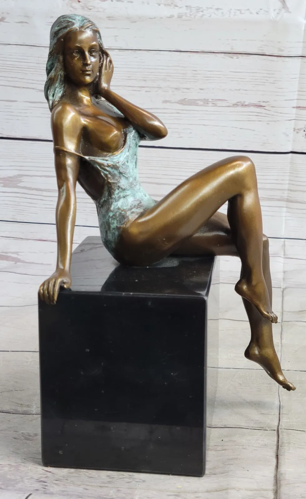 Nude Girl Real Bronze Sculpture Hot Sexy Erotic Original Signed Home Art Decor